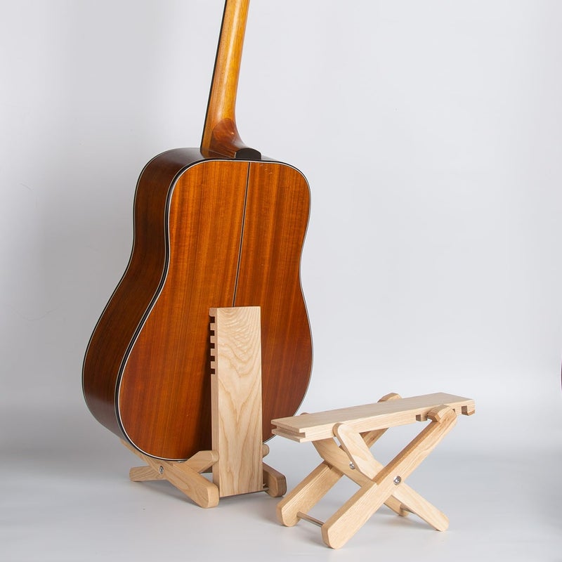 Spike Multifunctional Guitar Stand & Footstool, Wooden, For Acoustic Guitar, Foldable, Modern Design - Image 1